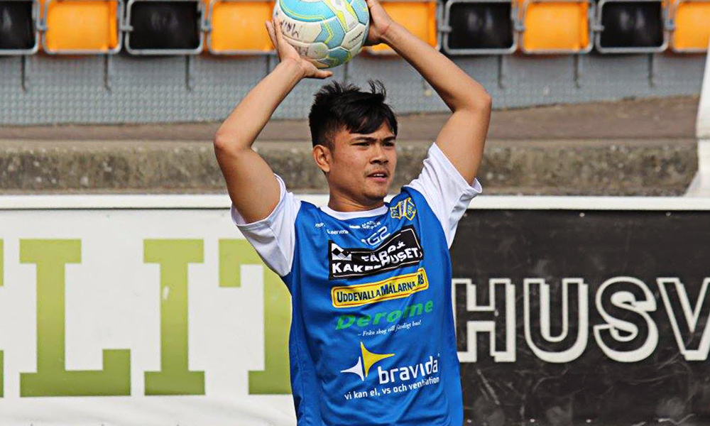 Mark Fezarit i bortamatchen mot Mjällby på Strandvallen. FOTO: Susann Sannefjäll