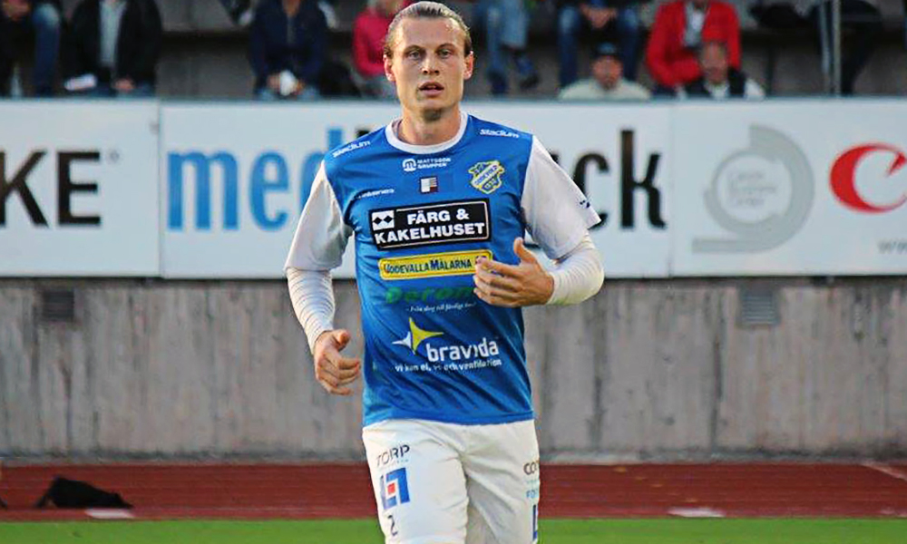 Marcus Haglind Sangré i bortamatchen mot FC Trollhättan på Edsborg. FOTO: Susann Sannefjäll